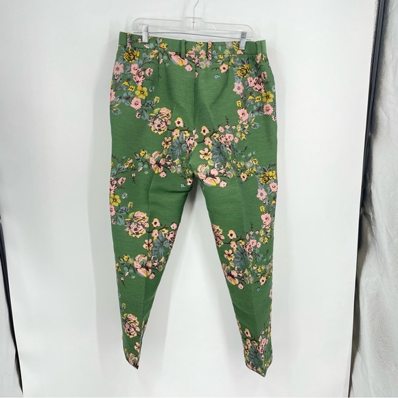 Sumissura floral jacquard green pants Sz 4 S - Picture 3 of 7